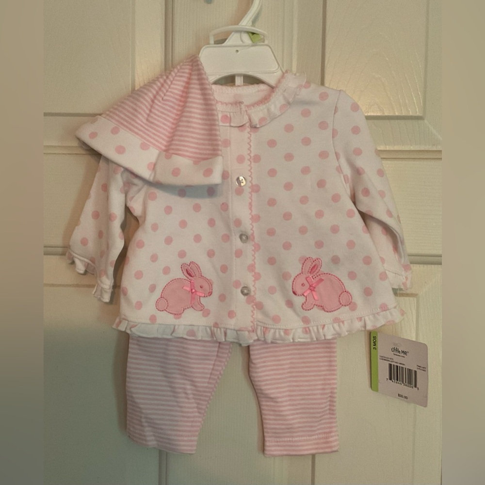 Little Me Pink Polka Dot and Stripe Baby Set